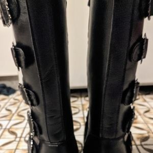 Women's leather biker boots